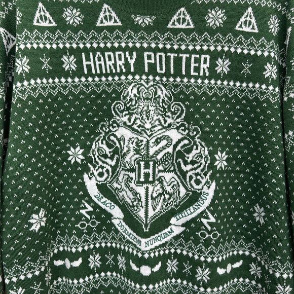 XL - Women's Harry Potter Green Christmas Sweater - DARI - NEW - Picture 2 of 6